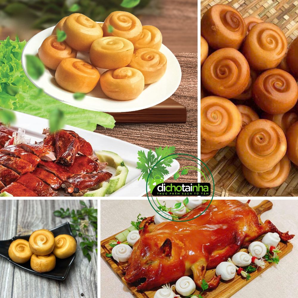 bánh bao ăn heo quay, bánh bao hoa hồng, bánh bao ăn kèm heo quay bánh bao với thịt heo quay, bánh bao ăn chung với thịt heo quay, bánh bao ăn với heo quay,